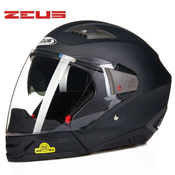 

zeus 611e full face motorcycle helmet double lens multifunction motorbike racing open face helmets man woman flat black helmets