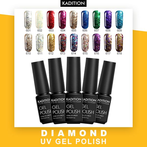 

kadition профессиональный алмазный блеск 7 мл ногтей гель уф led nail art soak off блестки блестящий гель лак полу постоянный польский, Red;pink