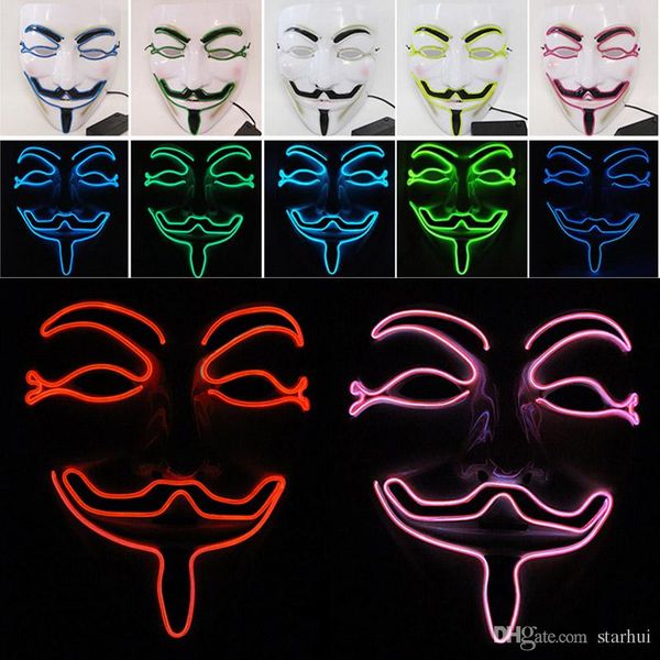 

new led halloween masks v word hatred mask el wire glowing mask masquerade full face masks halloween costumes party gift wx9-58