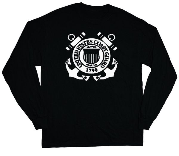 US Coast Guard sweatshirt Men/'s black crew neck USCG anchors design black white