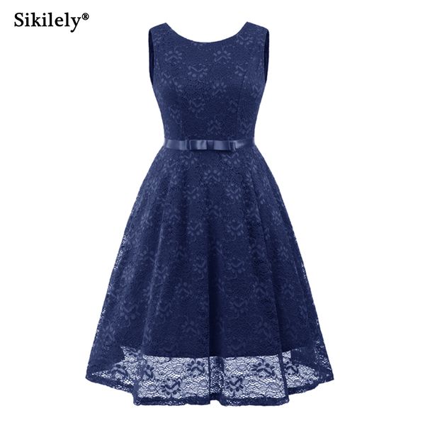 

new spring autumn womens party gown cocktail tunich bowknot sash princess lace dresses pageant 2018 plus size lady vestido, White;black
