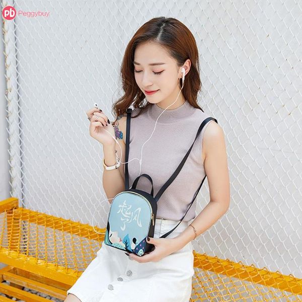 

2018 fashion girls backpack shell shape preppy rucksack floral print zipper bags casual school bag mini top-handle