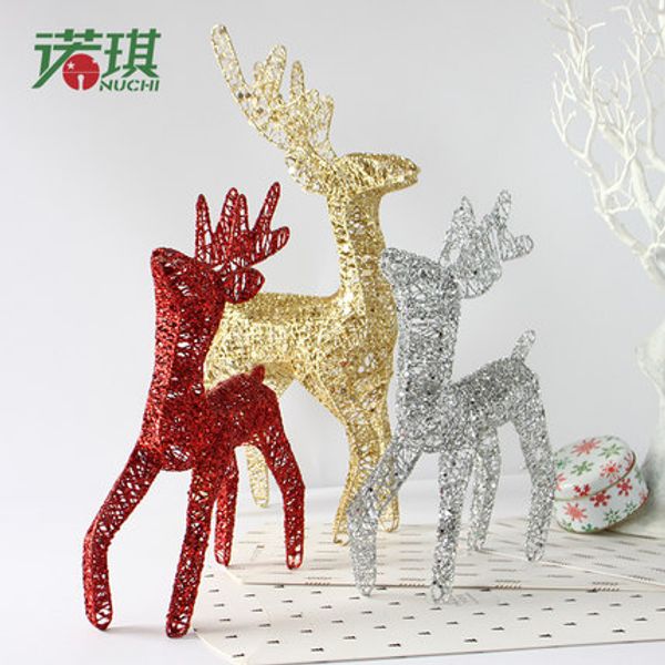 

glitter iron christmas elk reindeer doll deskmini ornaments props christmas decoration