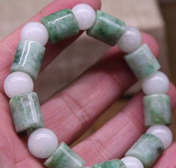 

certified natural green grade a jade emerald bead bracelet bangle, Golden;silver
