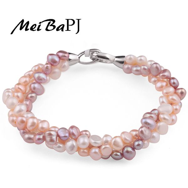 

meibapj luxurious natural freshwater pearl bracelets fashion design accessories with high quality, Black
