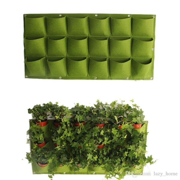 

flower plant pots bag 18 pockets planter on wall hanging vertical felt gardening plant decor green field grow container bags outdoor