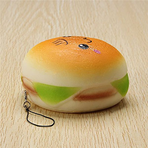 

10cm Cute Jumbo Soft Squishy Smile Hamburger Charms Slow Rising Kawii Kids Toy Emoji Phone Straps For Cell Phone Decoration 2018 New