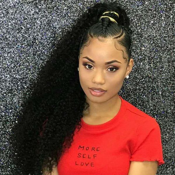 160g African American Off Black Afro Puff 3c 4c Kinky Curly Wrap