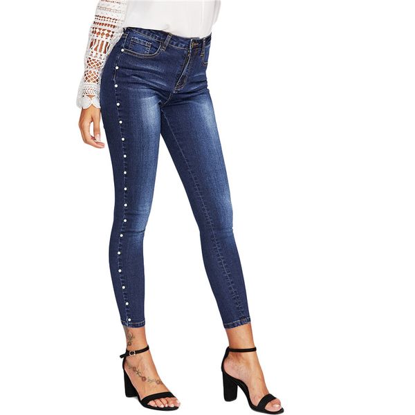 

dark blue skinny jeans women trousers autumn jeans girls clothing 2018 new