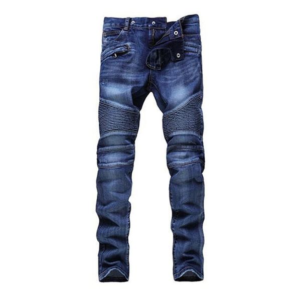 

мужчины проблемные рваные джинсы модельер прямые мотоцикл байкер джинсы причинно джинсовые брюки уличная стиль мужские джинсы прохладный cl6, Blue