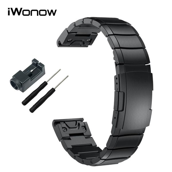

stainless steel watchband 20/22/26mm strap +tool for garmin 3/hr/5x/5s/5/forerunner 935/epix watch band wristband, Black;brown