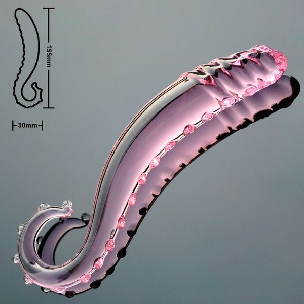 30mm Rosa Pyrex vetro dildo pene artificiale cristallo falso plug anale massaggiatore prostatico masturbarsi giocattolo del sesso per adulti donne gay uomini S18101309