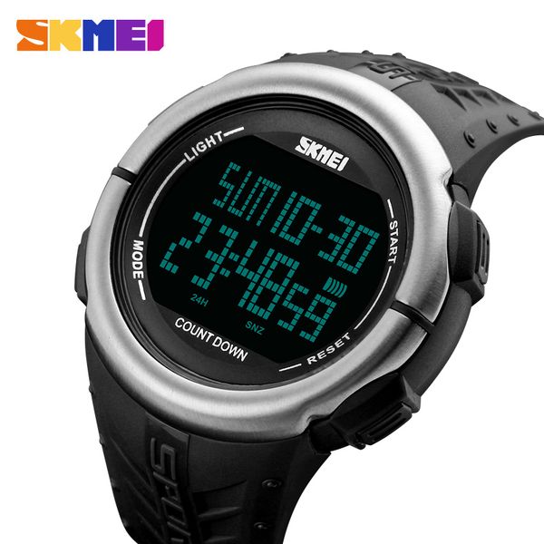 

2018 fashion outdoor men sports watches brand skmei 50m waterproof clock man led digital watch relogio masculino, Slivery;brown