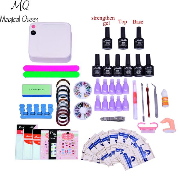 

nail set 24w/36w uv/led lamp timer dryer nail polish kit with gel polish art tools soak off manicure products lasting