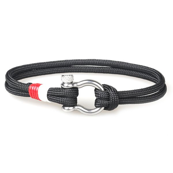 

fashion hand knitting paracord stainless steel buckle link bracelet, Black
