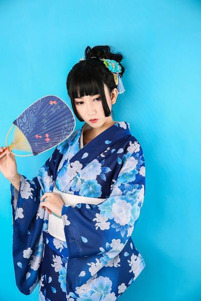Women Japanese Traditional Kimono With Obi Vintage Female Evening