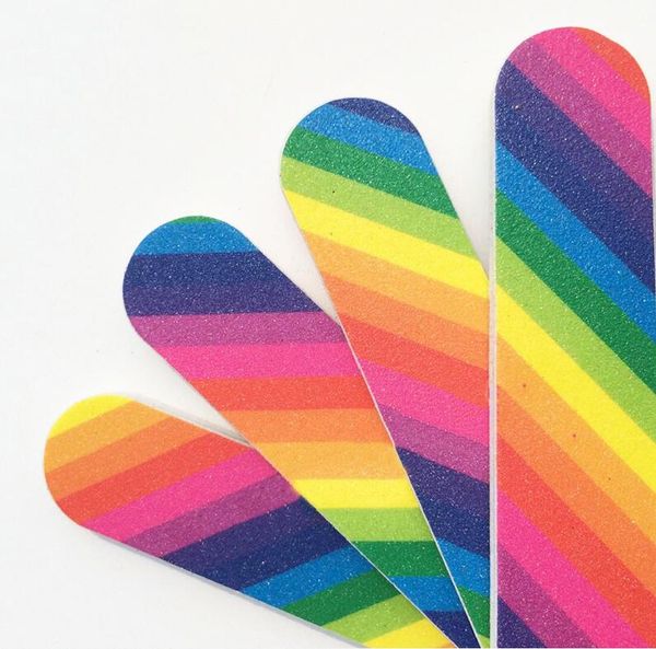 

rainbow color 9cm sanding nail file double sided nail art manicure sanding file buffer grits sandpaper file nail tools