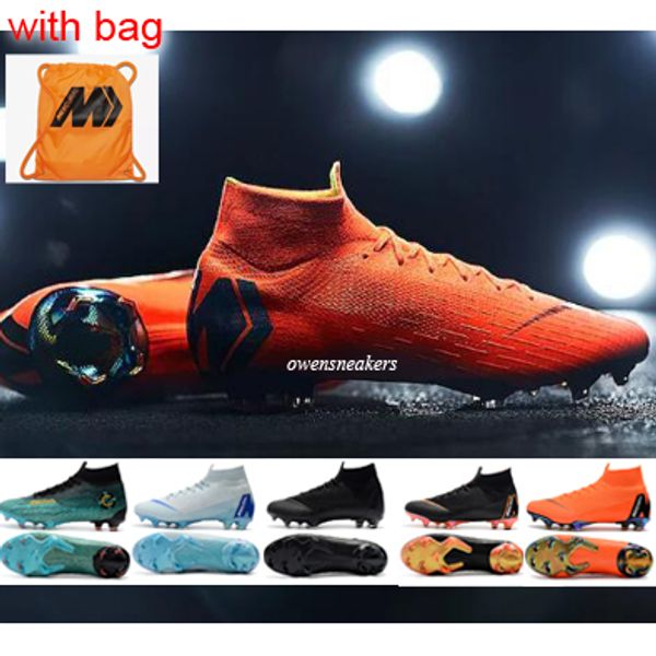 

with bag 2018 mens kids cleats mercurial superfly vi 360 elite ronaldo fg cr soccer shoes chaussures de football boots high ankle
