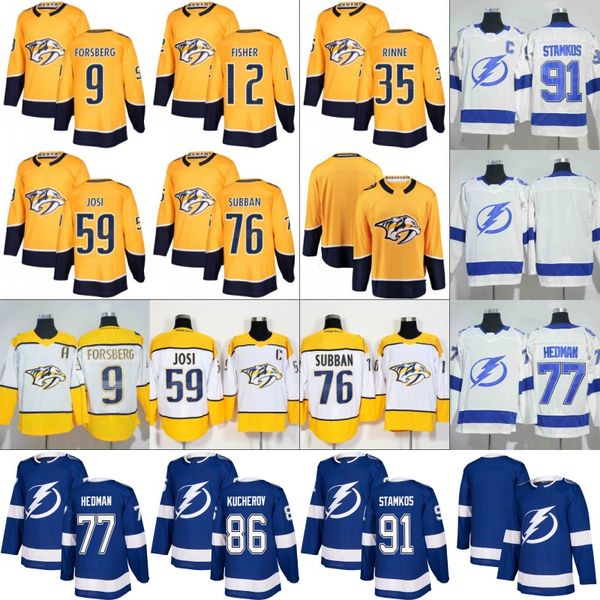 

Nashville Predators Jersey 35 Pekka Rinne 59 Roman Josi 76 P.K Subban 77 Victor Hedman 86 Nikita Kucherov 91 Steven Stamkos Lightning Jersey