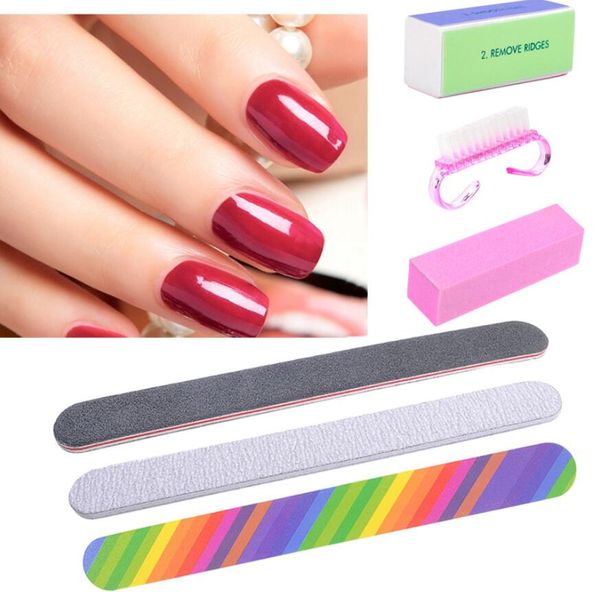 

6pcs/set nail file sanding buffer block pedicure manicure buffing polish beauty tools professional nail files grey boat ing