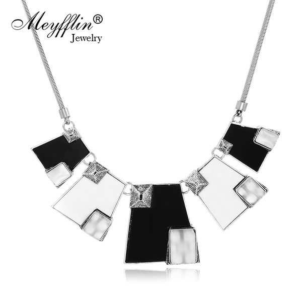 

весь salemeyfflin collier черный белый геометрические заявление ожерелья подвески для женщин мода змея цепи колье ожерелье женские ювелирные, Golden;silver