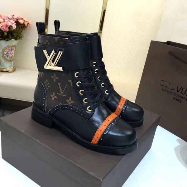 

2018 fa hion new women knight boot platform ankle boot printing genuine leather buckle de igner winter hoe ize 35 41
