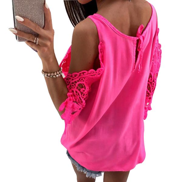 

hollow out women blouse shirt casual cold shoulder half sleeves ladies tee solid 2018 summer ws1360f, White