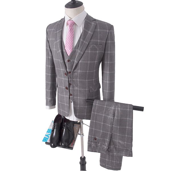 

men's wardrobe essentials slim fit windowpane suit tailor made light grey windowpane check suits for men elegant business suit, White;black