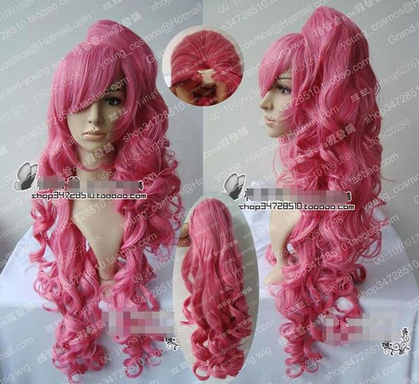 VOCALOID LUKA Lunga parrucca di capelli ricci rosa scuro Parrucche lunghe Cosplay Spedizione gratuita
