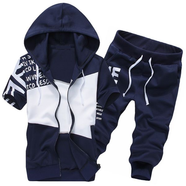 

casual men's fashion suit summer style set( t-shirt & shorts)male causal wear tracksuit man t shirt plus size -5xl, Gray