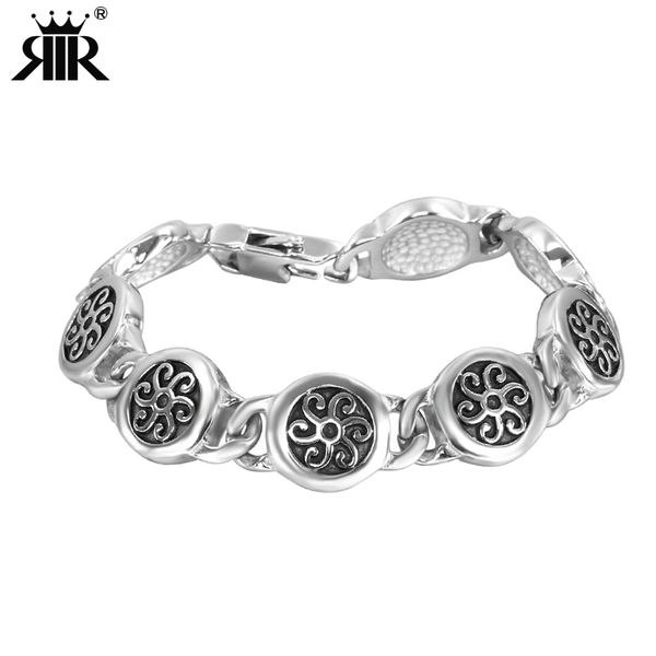 

rir stainless steel heavy bracelet big men punk rock gothic link black viking bangle bracelets 2017