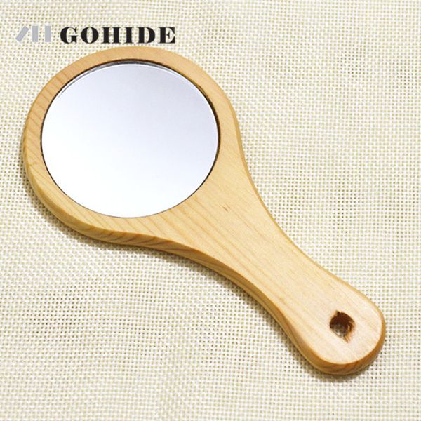 

guh a quality mini wood mirror with handle european simple design wooden mirror beauty makeup tools portable easy using