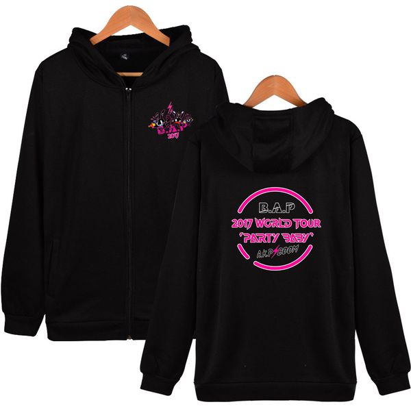 

b.a.p absolute perfect print women zipper sweatshirt fashion female fans hoodies sweatshirt casual clothes, Black