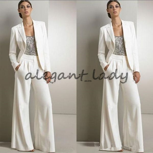 

modern white three pieces women jumpsuit prom formal wear with long sleeve jacket 2018 custom make mother occasion evening pant suit set, Black;red