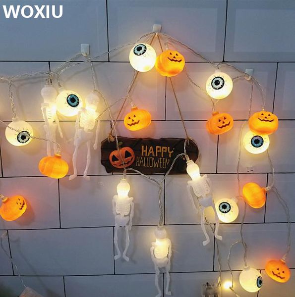 

woxiu тыква хэллоуин светодиодная партия света декор фонарь огни лампа висячие строки старинные тыквы 20 украшения фея главная 2018 череп