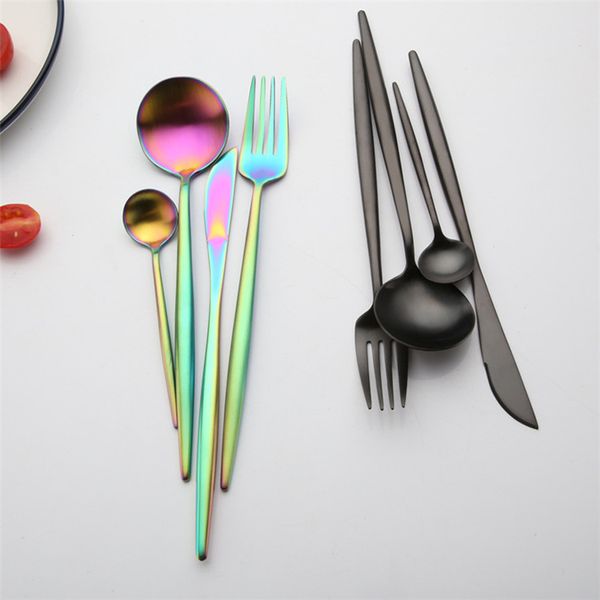 

stainless steel gold flatware sets spoon fork knife tea spoon dinnerware set kitchen bar utensil 4 style sets 150set t1i858