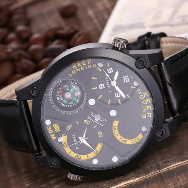 

men's high-end watches when the double movements show the compass dial leisure wrist watch fashion watch, Slivery;brown