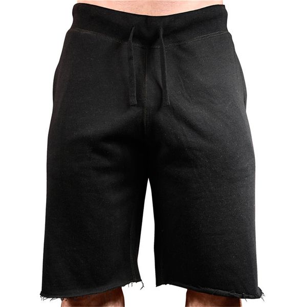 

mens cotton no printing shorts man loose short trousers gyms fitness jogger casual durable sweatpants workout sportswear, Black