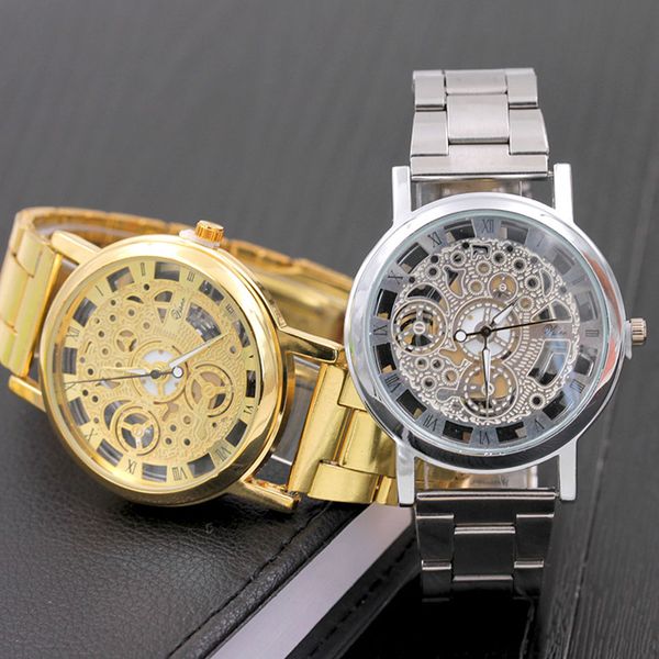 

watches men quartz watches men hollow wristwatch business casual male clock reloj hombre relogio masculino, Slivery;brown