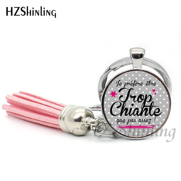 

2019 new trendy je un suis pepe qui dechire tassel key chains fashion jewelry i love papa glass dome pendant keyring tak--138, Slivery;golden