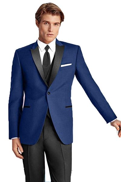 

groomsmen one button groom tuxedos peak black lapel men suits wedding man bridegroom (jacket + pants + vest + tie) l194, Black;gray