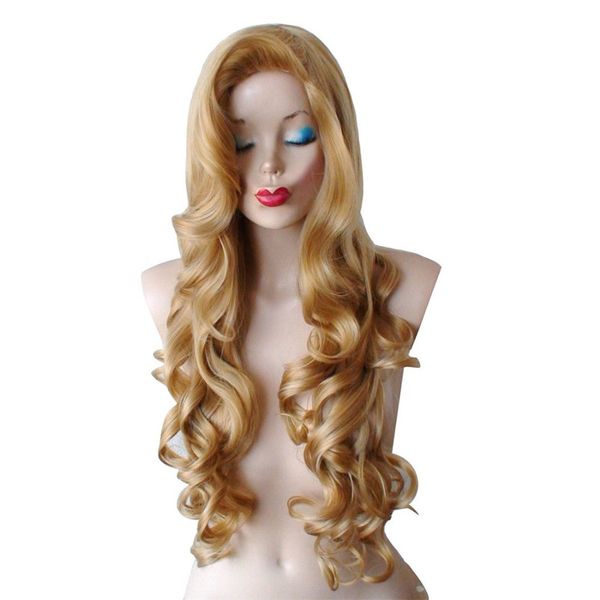 

long wavy synthetic rabbit cosplay wig copper red with big swap bangs drag queen heat resistant fiber wig for halloween, Black