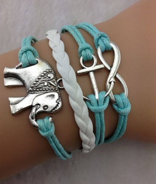 

1pcs infinity handmade bracelet.metal charm,wax cord,leather bracelet fashionable jewerlly bracelet 861, Golden;silver