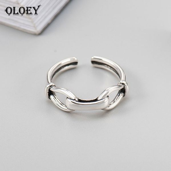 

oloey korean style infinity knot ring for women men 100% real 925 sterling silver open adjustable rings fine jewelry gift ymr413, Golden;silver
