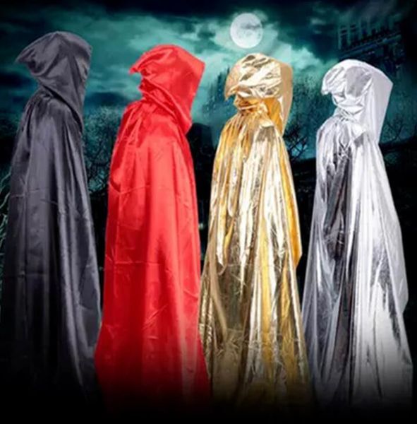 Trajes de halloween homens adultos mulheres cosplay bruxa manto ouro siliver deus da morte fantasma manto festa festival fornecedor Vampiro capa