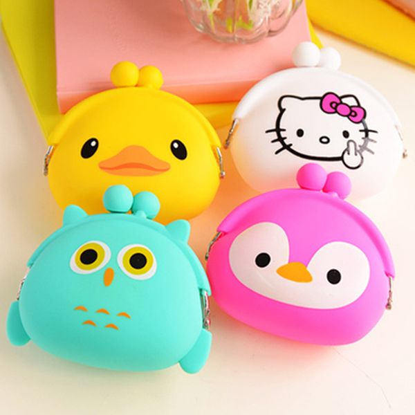 

korean candy colored girls coin bag cute cartoon silicone mini coin purse children kids gifts pencil bag case