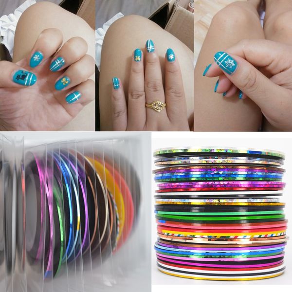 

zko 1 pc 40 colors optional 0.8mm nail striping tape line for nails decorations diy nail art decal tools, Black