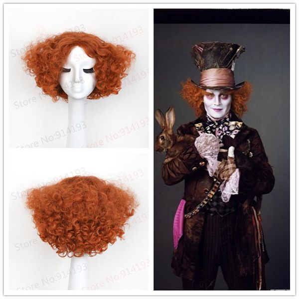 Parrucca di Halloween Cappellaio matto elettrico Alice per adulti Parrucca di capelli sintetici resistente al calore SPEDIZIONE GRATUITA Vendita a buon mercato Cosplay per feste da ballo