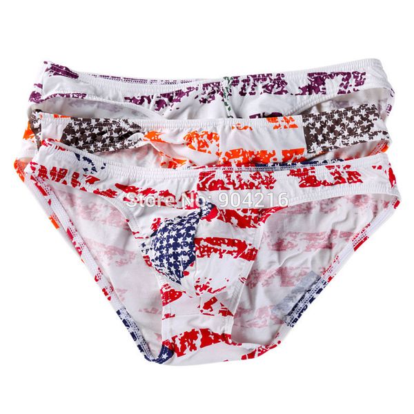 

3pcs gay underwear mens bikini stripe flag briefs u convex pouch low waist panties mens shorts male calzoncillos hombre slips, Black;white