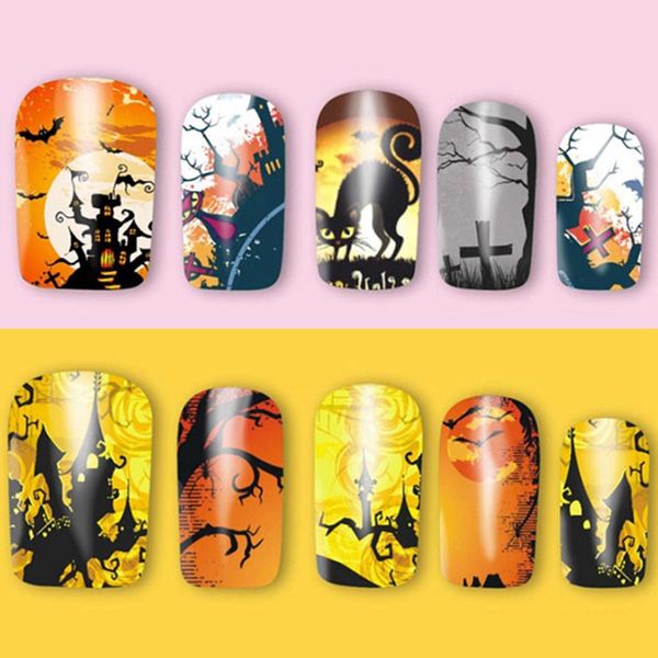 

3pcs halloween pattern nail art stickers pumpkin skull ghost 3d mixed decals manicure nail art decoration diy, Black
